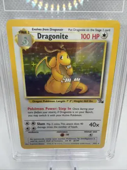 1999 Pokemon Fossil Dragonite Holo Rare Card 4/62 Graded TAG 6.5 - Image 3