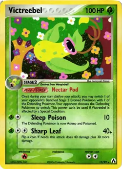 Pokemon TCG Card Victreebel 13/92 Legend Maker Holo Rare LP - Image 1