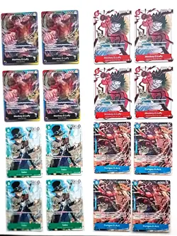 One Piece 3rd Anniversary Stamped 4x4 Card Promo Set- Luffy, Luffy, Sabo & Ace. - Image 1