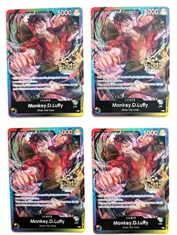 One Piece 3rd Anniversary Stamped 4x4 Card Promo Set- Luffy, Luffy, Sabo & Ace. - Image 2