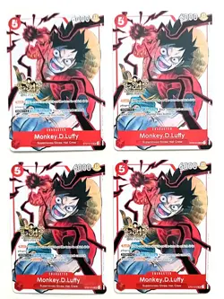 One Piece 3rd Anniversary Stamped 4x4 Card Promo Set- Luffy, Luffy, Sabo & Ace. - Image 3