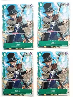 One Piece 3rd Anniversary Stamped 4x4 Card Promo Set- Luffy, Luffy, Sabo & Ace. - Image 4