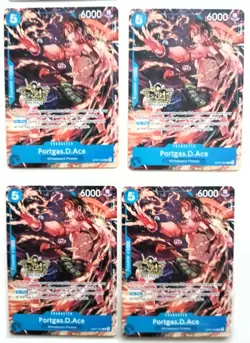 One Piece 3rd Anniversary Stamped 4x4 Card Promo Set- Luffy, Luffy, Sabo & Ace. - Image 5