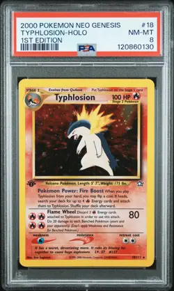 2000 POKEMON NEO GENESIS 1ST ED #18 TYPHLOSION-HOLO PSA 8 - Image 1