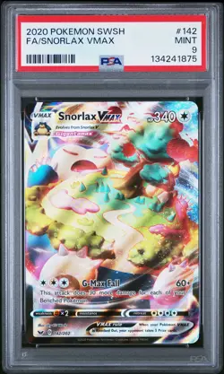 2020 POKEMON SWORD & SHIELD #142 FULL ART/SNORLAX VMAX PSA 9 - Image 1