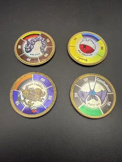 1999 Pokemon Battling Coin Game - 4 Coins Onyx Electrode Kadabra Zubat - Image 1