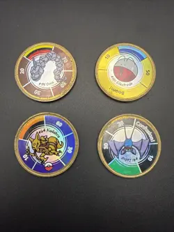 1999 Pokemon Battling Coin Game - 4 Coins Onyx Electrode Kadabra Zubat - Image 2
