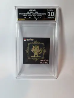 Meowth 24K Gold Plated Pokemon Sticker Korean Striking Candy Graded 10 - Image 1