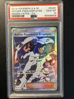 Pokemon Aether Foundation Employee Hidden Fates Full Art #SV81 PSA 10 Gem Mint - Image 1