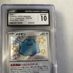 2023 Pokemon TCG Japanese Ditto Shiny Treasure Ex SV4a Holo 309/190 CGC Gem 10 - Image 2