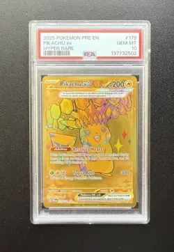 2025 POKEMON PRE EN-PRISMATIC EVOLUTIONS HYPER RARE #179 PIKACHU EX PSA 10 - Image 1