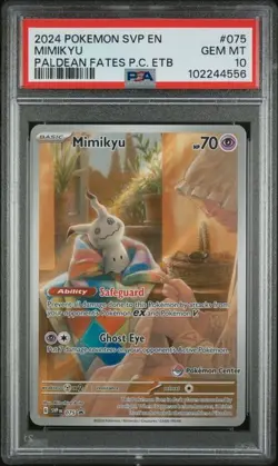 PSA 10 Mimikyu Pokemon Center Stamp Paldean Fates Exclusive ETB SVP 075 GEM MINT - Image 1
