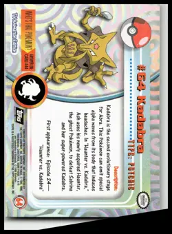 1999 Topps Pokemon TV Animation Black Logo Kadabra #64 - Image 2