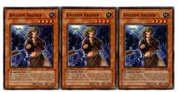 Yugioh- 3X Amazon Archer - Common - 1st Edition - LON-032 - Light Play - Image 1