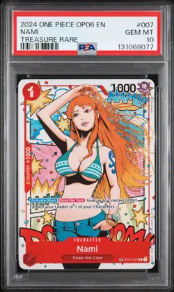 2024 ONE PIECE OP06-WINGS OF THE CAPTAIN TREASURE RARE #007 NAMI PSA 10 - Image 1
