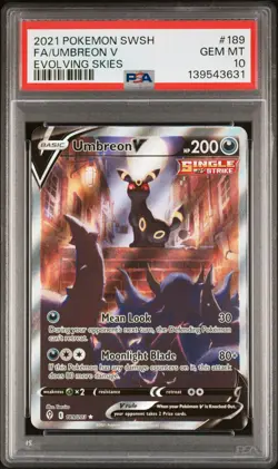 2021 POKEMON SWORD & SHIELD EVOLVING SKIES #189 FULL ART/UMBREON V PSA 10 - Image 1