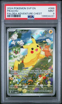 2024 POKEMON SVP EN-SV BLACK STAR PROMO PALDEA ADVENTURE CHEST PIKACHU PSA 9 - Image 1