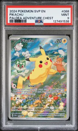 2024 POKEMON SVP EN-SV BLACK STAR PROMO PALDEA ADVENTURE CHEST PIKACHU PSA 9 - Image 1