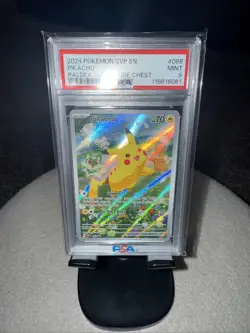 2024 POKEMON SVP EN-SV BLACK STAR PROMO PALDEA ADVENTURE CHEST PIKACHU PSA 9 - Image 1