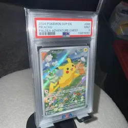 2024 POKEMON SVP EN-SV BLACK STAR PROMO PALDEA ADVENTURE CHEST PIKACHU PSA 9 - Image 3