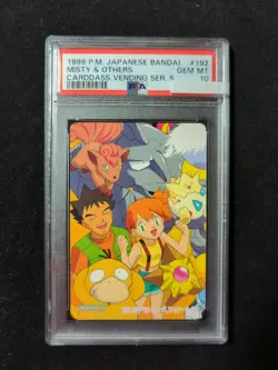 Pokemon Japanese Bandai Carddass Anime Collection #192 Misty & Others PSA 10 - Image 1