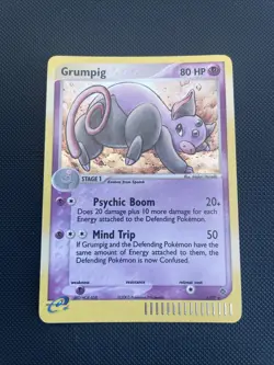 Grumpig 6/97 EX Dragon Reverse Holo Rare 2003 Vintage Pokemon TCG Card - LP - Image 1