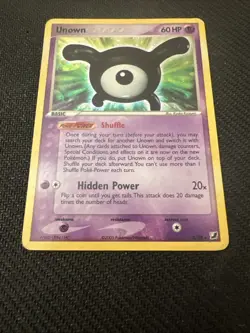 Pokemon 2005 EX Unseen Forces Unown X/28 Holo Card - HP - Image 3