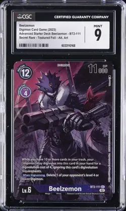 2023 DIGIMON CARD GAME -ADVANCED STARTER DECK BEELZEMON #BT2-111 BEELZEMON CGC 9 - Image 1