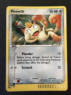 Vintage 2003 Meowth Black Star Promo #13 Holo E-Reader Nintendo Pokemon Card 13 - Image 1
