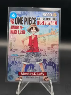 🔥🏀One Piece Monkey.D.Luffy US College Basketball Promo Card 🏀🔥 - Image 2