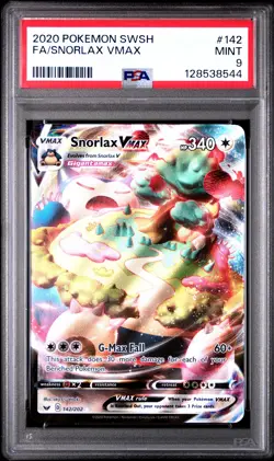 2020 POKEMON SWORD & SHIELD #142 FULL ART/SNORLAX VMAX PSA 9 - Image 1