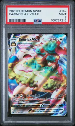 2020 POKEMON SWORD & SHIELD #142 FULL ART/SNORLAX VMAX PSA 9 - Image 1