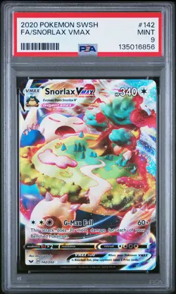 2020 POKEMON SWORD & SHIELD #142 FULL ART/SNORLAX VMAX PSA 9 - Image 1