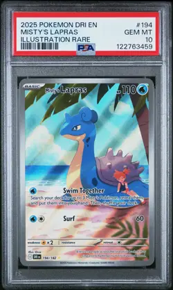 2025 Pokemon Dri EN-Destined Rivals Misty's Lapras Illustration Rare PSA 10 #194 - Image 1