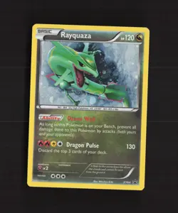 Rayquaza XY64 Black Star Promo Cosmos Holo SWIRL Pokemon Card DMG - Image 1