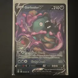 Pokemon Garbodor V 100/203 SWSH07: Evolving Skies Holo Ultra Rare Basic Card - Image 1