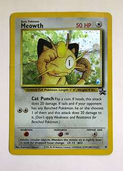 2000 Pokemon Meowth Holo Game Boy Black Star Promo #10 HP Creased - Image 1