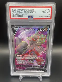 PSA 10 Hisuian Arcanine V Full Art 179/195 Silver Tempest Pokemon - Image 1