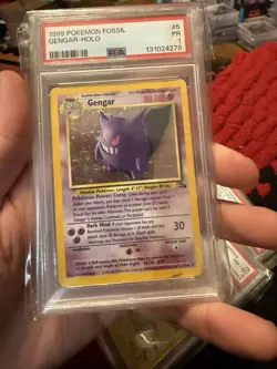 PSA 1 PR 1999 Fossil Gengar Holo 5/62 Holo Foil WOTC Pokemon Unlimited - Image 1