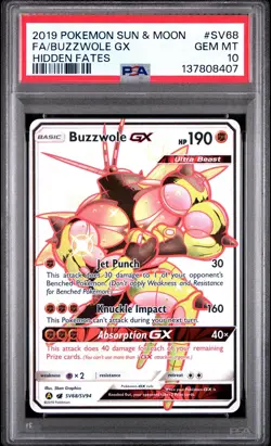 Pokemon TCG Buzzwole GX Hidden Fates Shiny Vault SV68 PSA 10 - Image 1