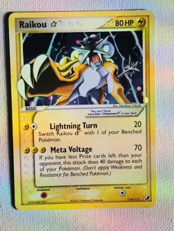 Pokemon Gold Star Raikou 114/115 Unseen Forces 2005 -LP - See Photos - Image 1