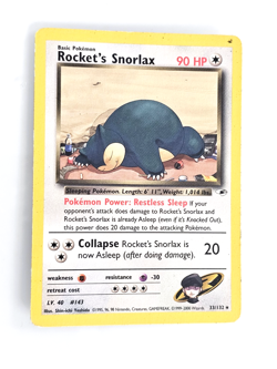 Pokemon Karte Rocket's Snorlax / Relaxo 33/132 Gym Heroes Englisch 1999 RARE - Image 1