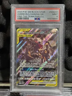 2020 POKEMON SM BLACK STAR PROMO TAG TEAM POWERS COLL UMBREON & DARKRAI GX PSA 9 - Image 2