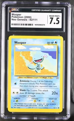 Pokemon TCG Wooper CGC 7.5 82/111 2000 Neo Genesis NM/M - Image 1