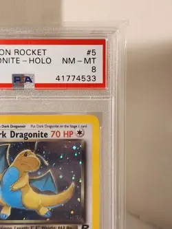 Pokemon Dark Dragonite 5/82 1st Edition Holo Team Rocket PSA 8 NM-MT - Image 3