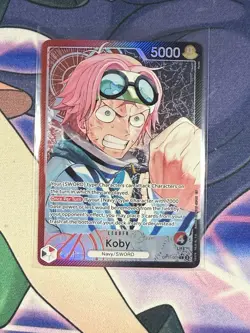 One Piece TCG Koby OP11-001 Leader Alt Art A Fist of Divine Speed English - Image 1