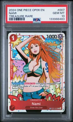 2024 ONE PIECE ST01 007 OP06 WINGS OF THE CAPTAIN NAMI TREASURE RARE PSA 10 - Image 1