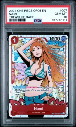 2024 ONE PIECE OP06-WINGS OF THE CAPTAIN TREASURE RARE #007 NAMI PSA 10 - Image 1