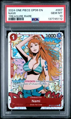 2024 ONE PIECE OP06-WINGS OF THE CAPTAIN TREASURE RARE #007 NAMI PSA 10 - Image 1