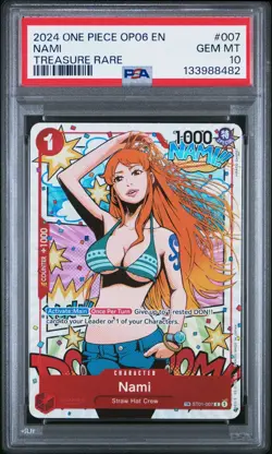 2024 ONE PIECE ST01 007 OP06 WINGS OF THE CAPTAIN NAMI TREASURE RARE PSA 10 - Image 1